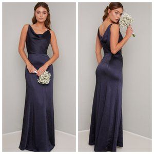 Chi Chi Marissa Cowl Neck Satin Trumpet Gown NWT